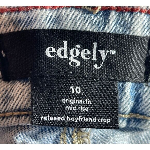 Edgely Womens Original Fit Mid Rise Relaxed Boyfriend Crop Jeans Size 10 25" ins - Picture 4 of 6